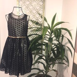 Xhilaration Gold & Black Flower Eyelet Dress